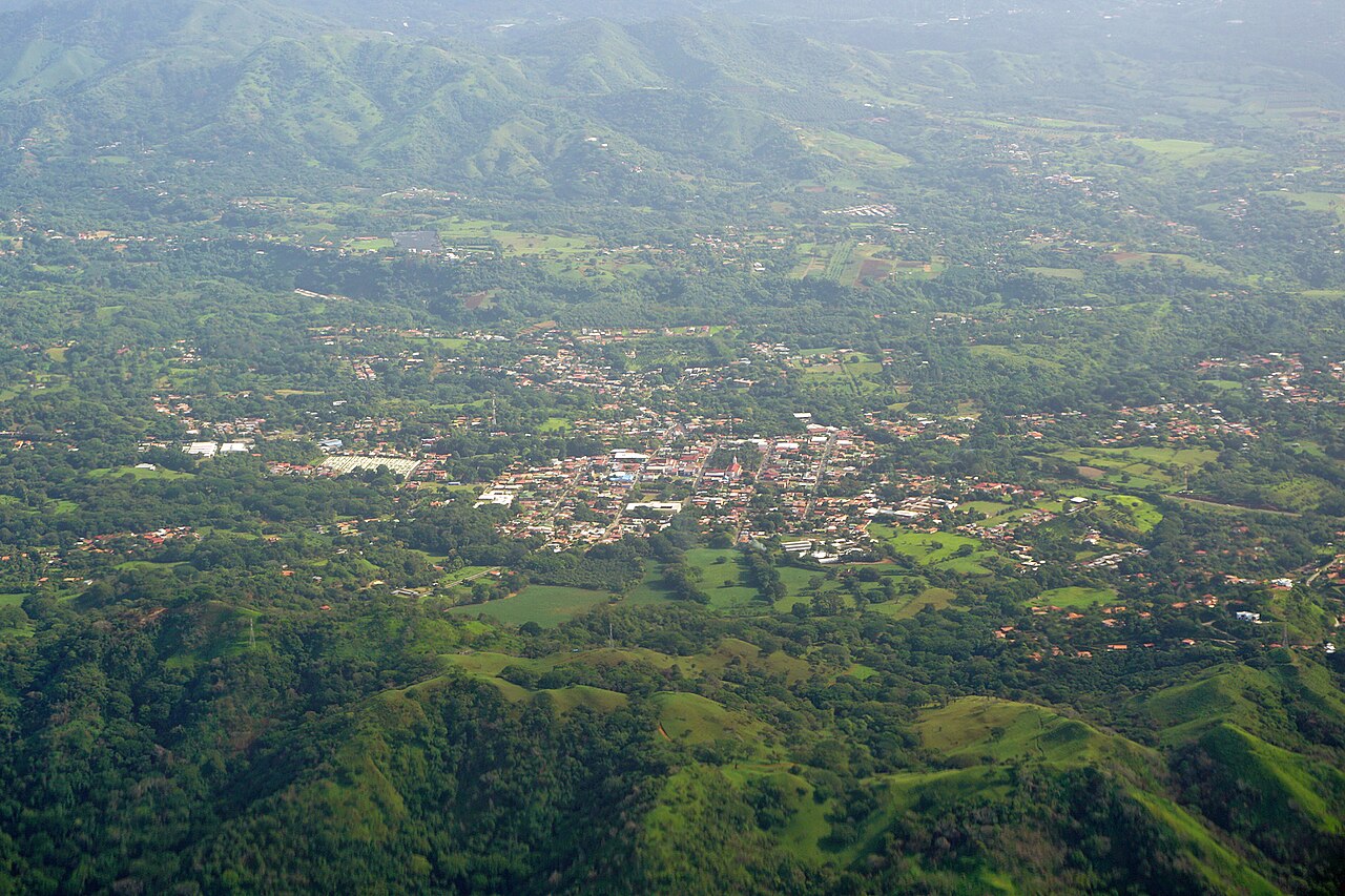 Aerial view of Atenas in Costa Rica’s Central Valley
