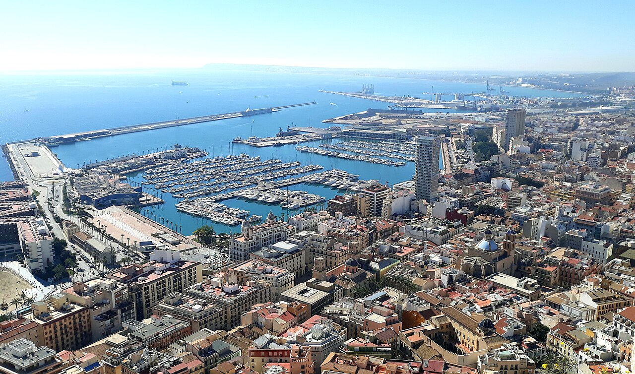 Alicante harbour and Mediterranean coastline
