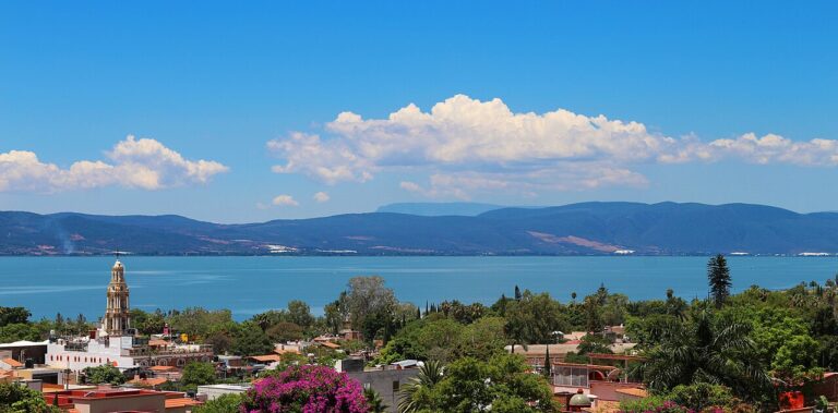 Ajijic and Lake Chapala with mountains beyond