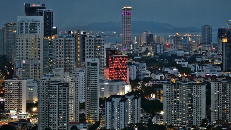 George Town skyline in Penang at dusk