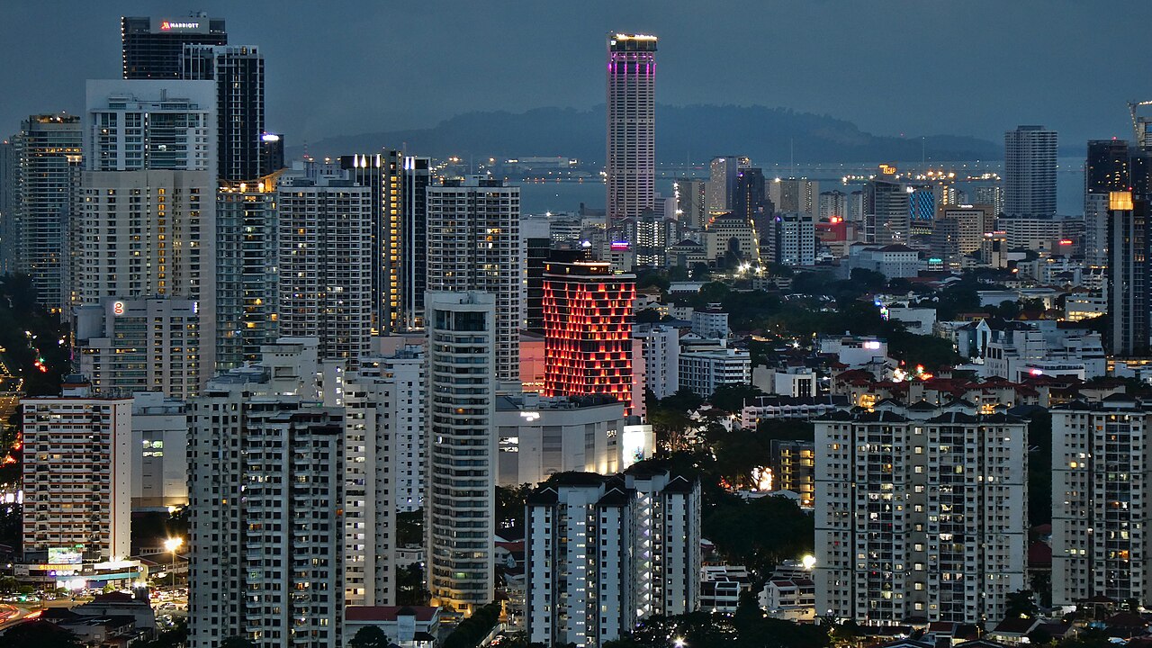 George Town skyline in Penang at dusk